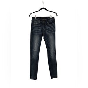 Buckle Black Skinny Jeans with Tapered Fit • Size 25